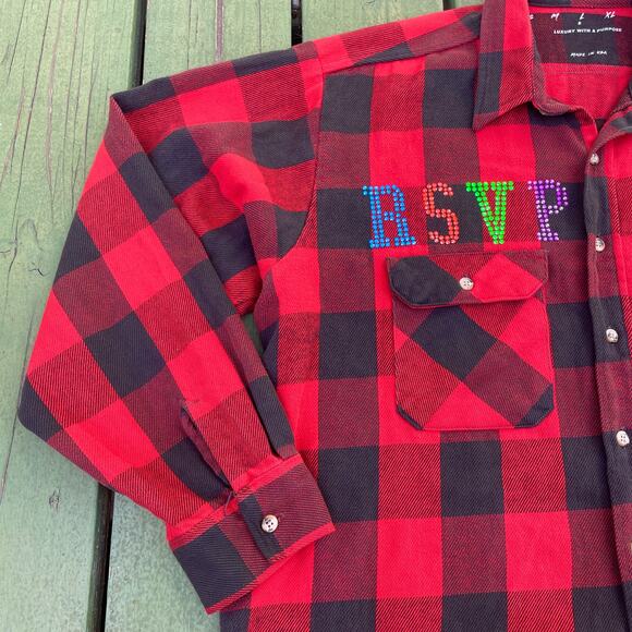 RSVP Gallery x Ales Grey Crystal Bejeweled Button Up Shirt Top sz L Large Men's - Picture 4 of 6